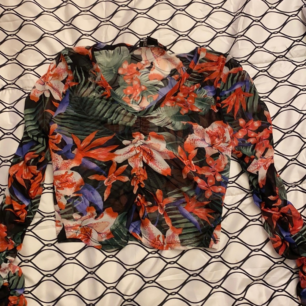 Floral see through blouse